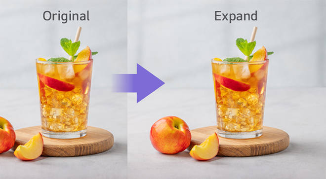 An image demonstrating the Gen AI feature for expanding an existing image.