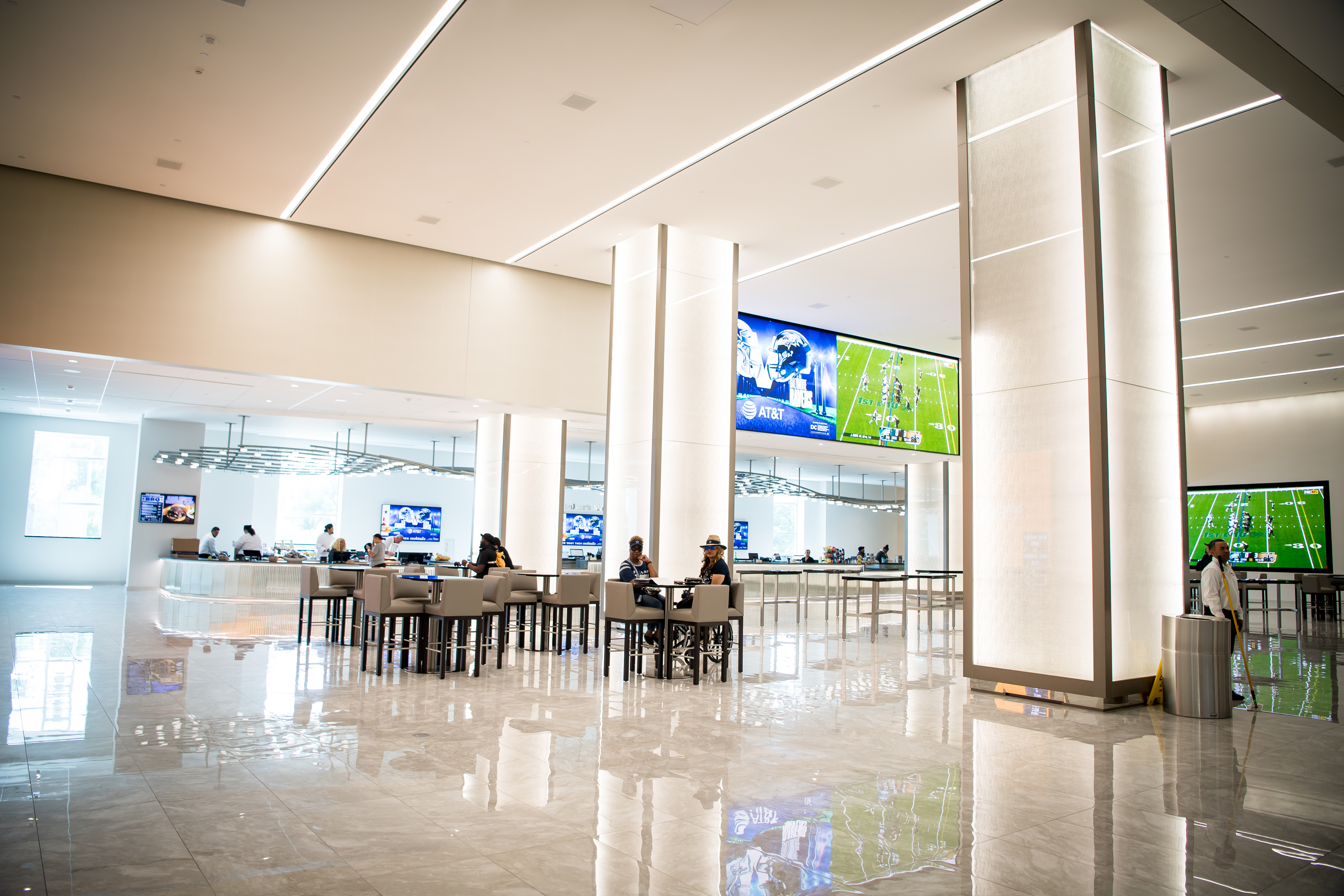 A view of a club lounge on the main concourse at the Dallas Cowboys’ AT&T Stadium.